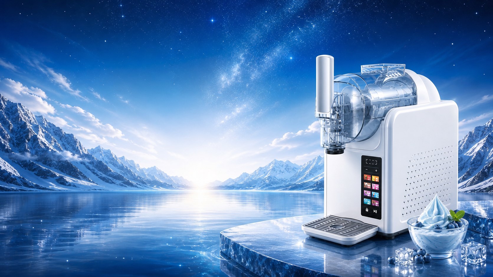 IDream ice dream machine on an alpine lake